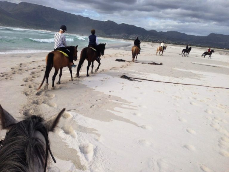 Paardrijden op het strand in Noordhoek