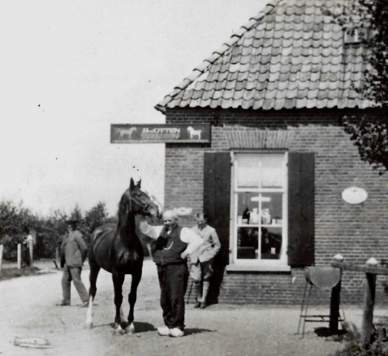 bernard sr poseert met een paard Custom