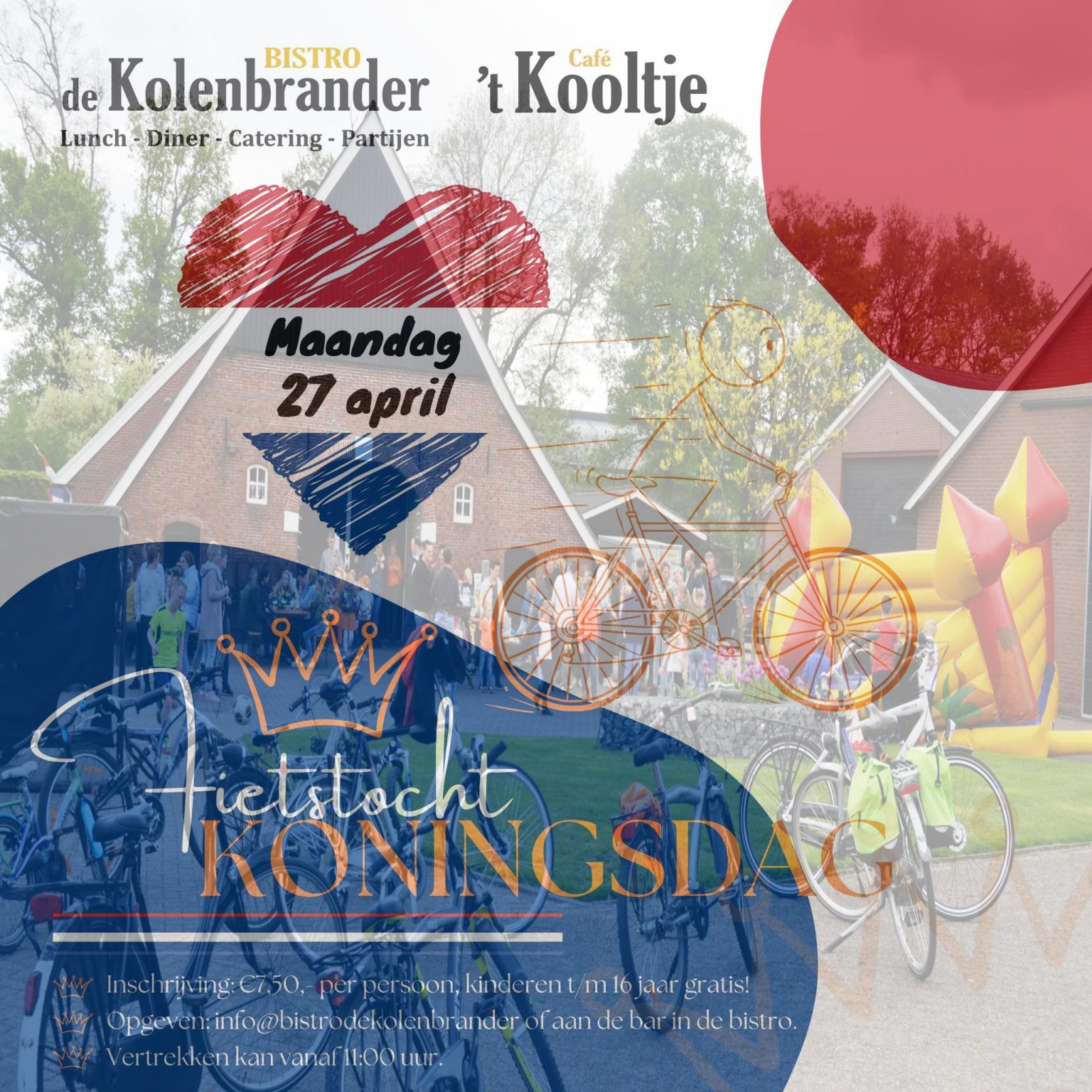 Maandag 27 april Koningsdag: Fietstocht van Bistro de Kolenbrander